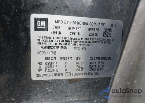 2021 Chevrolet Trailblazer Fwd Ls from USA, damaged, VIN KL79MMS2XMB175574